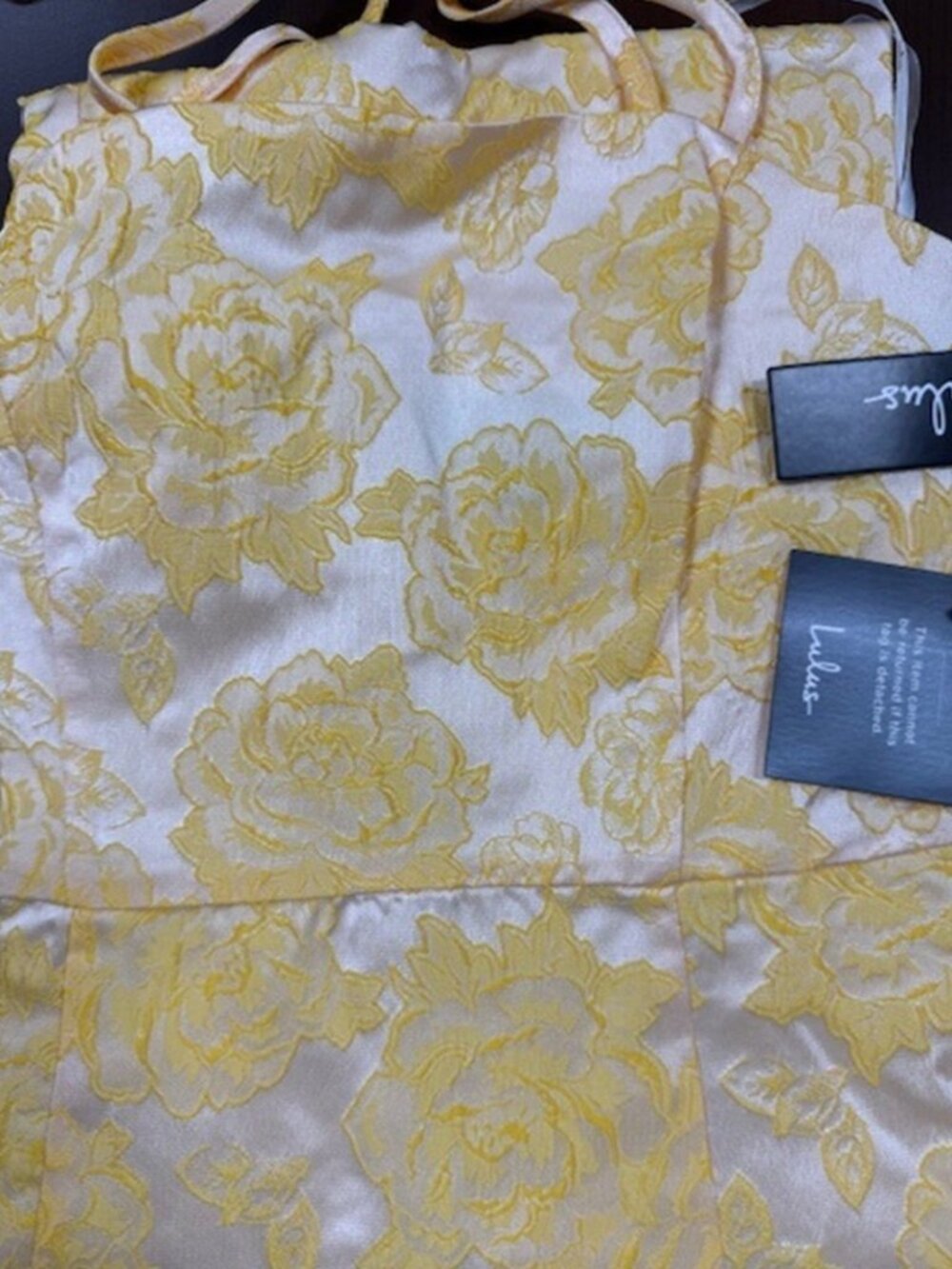 Lulus Bright Blooms Champagne and Yellow Floral Jacquard Maxi Dress NWT - Picture 6 of 10